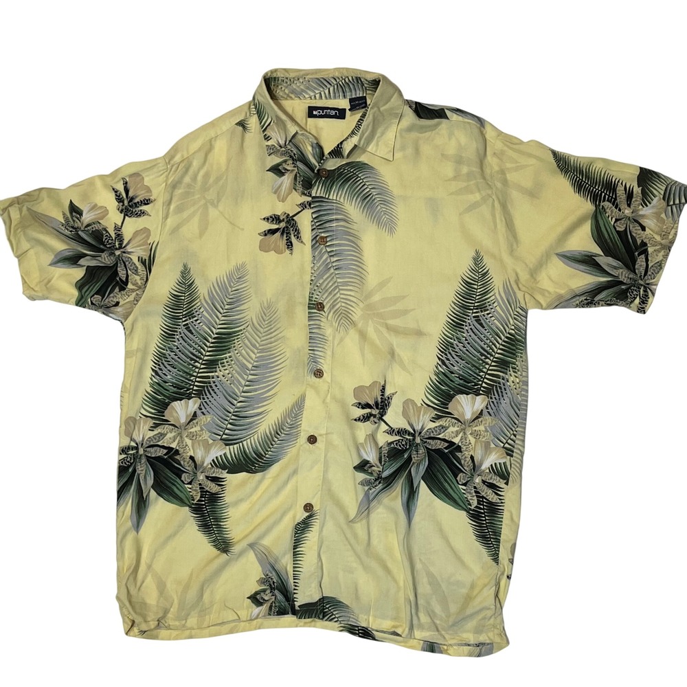 Puritan Floral Hawaiian Shirt Rayon Button Up Short Sleeve Mens Medium